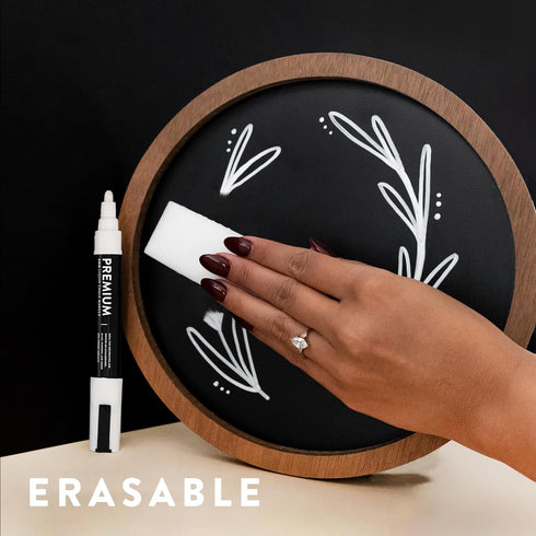 White Liquid Chalk Markers Erasable - 4PK 6mm Fine Tip Chalk Markers Chalk Pens - Chalkboard Markers Bistro Chalk Marker Glass Window Markers - Gl...