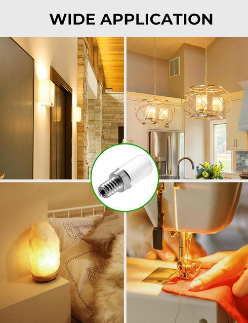 2W E12 LED Night Light Bulb, Mini Type B C7 Light Bulb Equivalent 25W, Warm White 3000K, 120V E12 Edison Screw LED Bulb for Chandeliers, Salt Lamp...