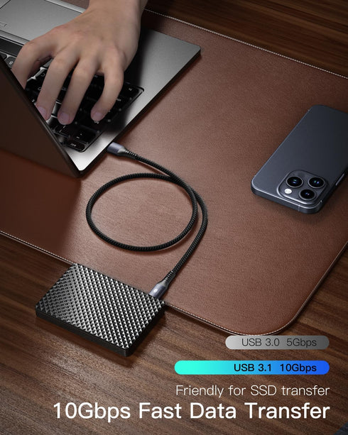 CONMDEX USB to USB C Cable 10Gbps (6ft, 2-Pack) USB 3.1 Gen 2 Data Transfer Cable for iPhone 15/15 Plus/15 Pro/15 Pro Max, Samsung Galaxy S23, Typ...