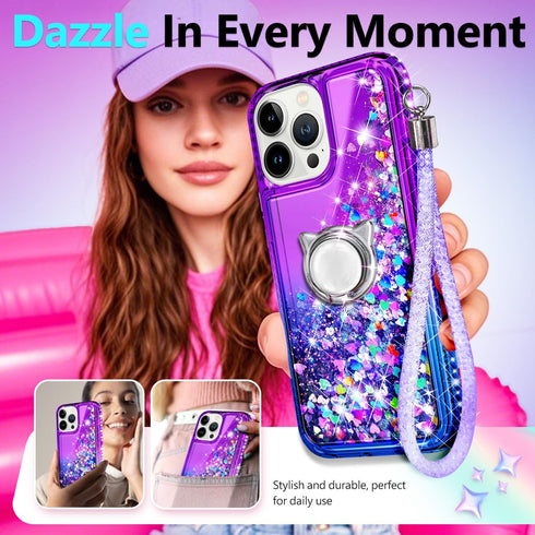 NGB Designed for iPhone 12 Mini Case, Purple/Blue | Glitter Liquid Sparkle Cute Cover for Women Girls Kids | with Tempered Glass Screen Protector ...