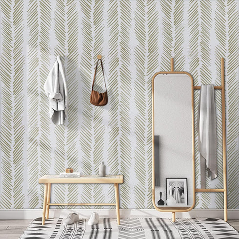 Decoroom Brown Peel and Stick Wallpaper 17.71" X 118" Herringbone Vinyl Self Adhesive Modern Wallpaper Textured Wallpaper for Home Decoration Old ...