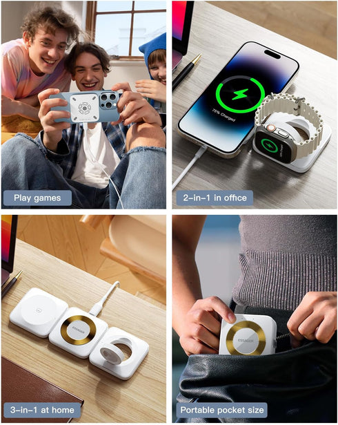 ?????????????? 3 in 1 Wireless Charging Station Magnetic Detachable, Wireless Magnetic Charger for Apple, Compatible with iPhone 15/14/13/12, Airp...