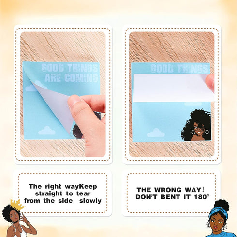 9 Packs Black Girl Sticky Notes Inspirational Mini Motivational Self Stick Note Pads Cute African Girl Teacher Notes Positive Memo Notepads for Nu...