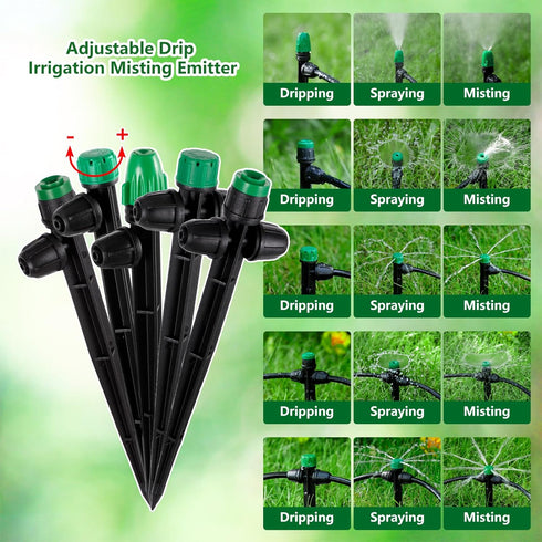30Pcs Drip Irrigation Emitters Sprayer with Lock Barbed for 1/4" Drip Irrigation Tubing Leak-Proof Adjustable Micro Spray Irrigation Drippers for ...