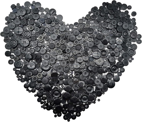 Esoca 650Pcs Black Craft Buttons Mixed Black Buttons for Crafts Art Buttons for Arts, DIY Crafts, Christmas Decoration...