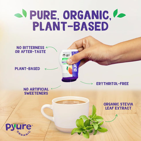 Pyure Organic Liquid Stevia Extract Sweetener – Zero Calorie, Sugar Free, Keto Friendly, Plant-Based Sugar Substitute – Non-GMO, Diabetic Friendly...