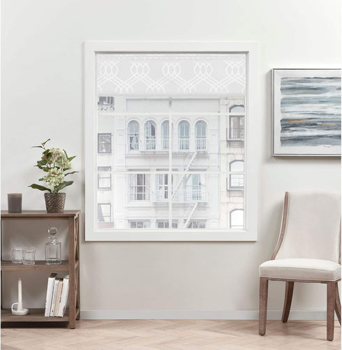 Exclusive Home Prague Trellis 100% Blackout Polyester Roman Shade, 31"x64", White...
