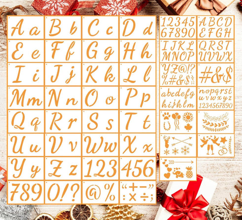 Letter Stencils, 45 Pack, 8.27x5.52 Inch, Reusable Plastic Large Letter Stencils, Big Letter Stencils for Painting on Wood, Wall, Fabric, Rock, Ch...