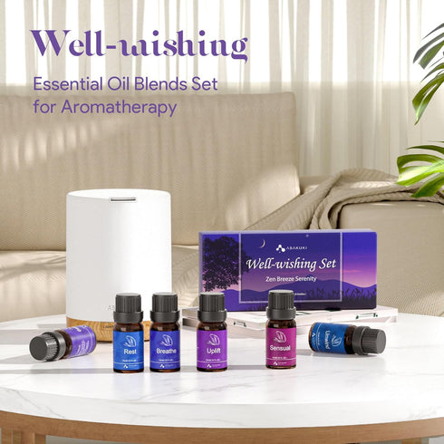ASAKUKI Essential Oils, Essential Oil Blends Set for Diffusers, Humidifiers, Candle Making, Aromatherapy-Breathe, Uplift, Sensual, Rest, Unwind, B...