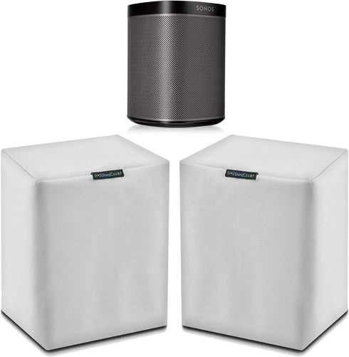 Pair (2) White Heavy Duty Outdoor Sonos Speaker Covers - Dust, Water & UV Protection for Your Sonos Play:1, Sonos One & Sonos One SL Speakers - Fi...