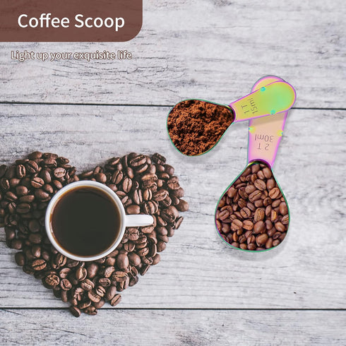2 Pieces Stainless Steel Coffee Scoops Set(1 Tbsp,2 Tbsp)Durable Coffee Spoons with Ergonomic Handle Measuring Tablespoon for Canisters Tea Sugar ...