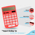 Calculator for Students Red, Basic Calculator 12 Digits Solar Powered Calculators Large Display Office Desktop Calculator Four Function Handheld D...