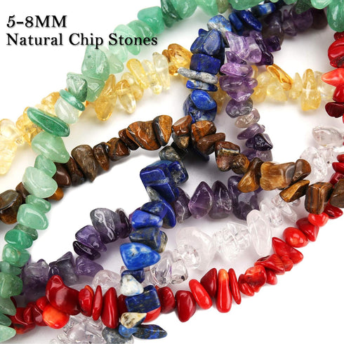 456 PCs Natural Chip Stone Beads, 5-8mm Irregular Multicolor Gemstones Loose Crystal Healing Chakra Rocks with Hole for Jewelry Making DIY Crafts...