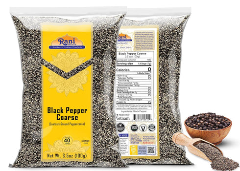 Rani Black Pepper Coarse Ground 28 Mesh (Table Grind) 3.5oz (100g) ~ All Natural | Vegan | Gluten Friendly | NON-GMO | Kosher | Product of Vietnam...