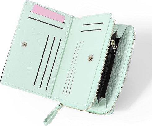 JIUFENG Women Zipper Wallet RFID Blocking Multi Purpose Coin Pouches Credit Card Holder Short Purses...