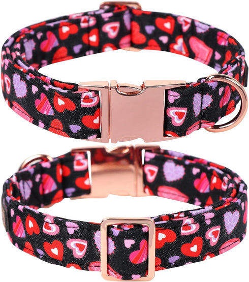 Lionet Paws Valentines Day Dog Collar Bowtie, Dog Bowtie Collar with Metal Buckle for Dogs, Adjustable Fabric Black Dog Collar Girl Boy Gift, XL, ...