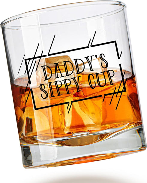 COOL AF Daddy’s Sippy Cup Whiskey Glass - Funny Whiskey Glasses & Bourbon Gifts for Men - Dad Gifts for New Dads & Husbands - Scratch Resistant, D...