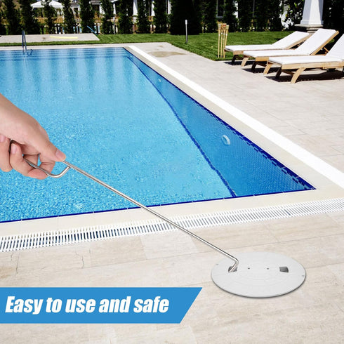 2pcs Swim Skimmer Basket Hook, 14.4in Pool Skimmer Arm Stainless Steel Extension Handle Skimmer Lid Lifting Hook for Hand Clean Pool Maintenance K...