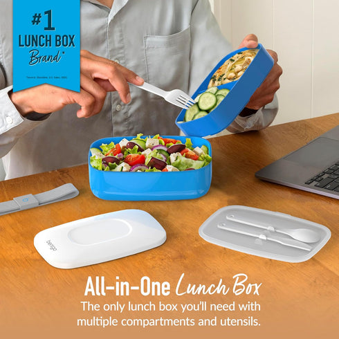 Bentgo Classic - Adult Bento Box, Stackable 3-Compartment Lunch Box with Removable Utensil Set and Sealing Strap, BPA-Free, Food Container Ideal f...