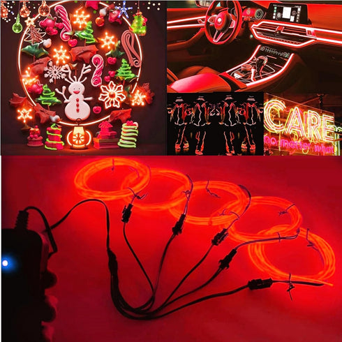 Ourbest EL Wire Lights Battery Powered, Wearable Led Wire Lights 5in1 neon String Light,DIY neon Sign kit Stay/Slow/Fast Flash Party Decoration 1M...