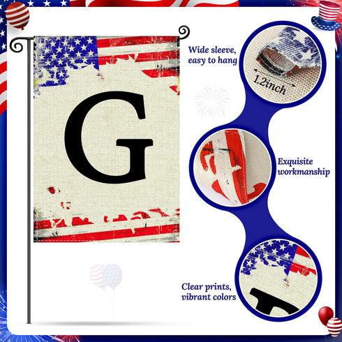 Monogram Letter G Garden Flags, 4th of July Patriotic Memorial Day Garden Flag Decorations 12x18 Inch Double Sided Family Last Name Initial Yard F...
