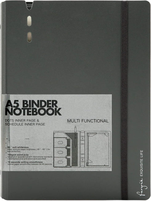 CAGIE A5 Binder 6 Ring Binder Notebook with Dividers Refillable Planner Binder with Pockets, A5 Refill Paper Include Planning Square Ruled and Dot...