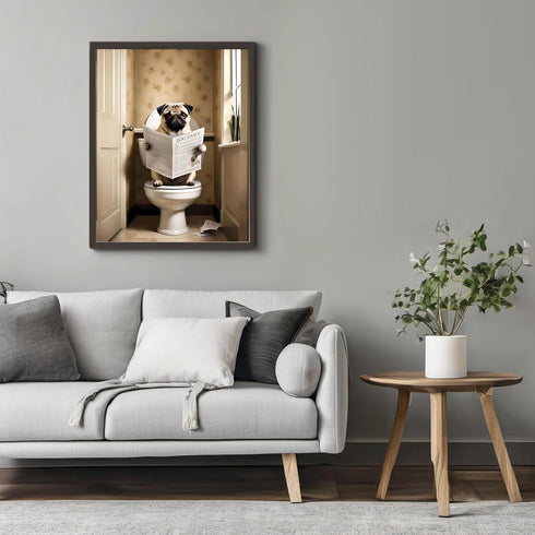 Posterizer 1 pcs-Cute funny dog-Abstract & Modern Art-Comedy Art-Gift for Men Women Entrepreneur Teens - Bathroom, restroom Decor- UNFRAMED Wall A...