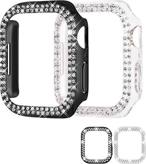 2 Pack Crystal Diamond Bling Cases Compatible with Apple Watch 7 45mm, ANOTCH Anti-Scratch Protective Cover for iwatch Series 7 45 mm Accessories ...
