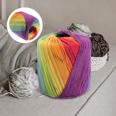 1 Roll 133M Color Segment Dyed Gradient Cotton Yarn DIY Thread Hand Crocheted Scarf Hat Shawl Line Material for Hand Knitting DIY Sweater Blanket ...