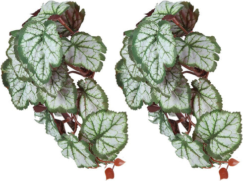 2Pcs Artificial Reptile Plant, Plastic Simulation Vine Lifelike Aquarium Fish Leaves Decoration with Suction Cup, Pets Fake Green Plastic Ornament...
