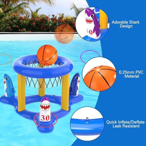 Pool Floats Toys Games Set, 2-in-1 Floating Pool Basketball Hoops & Pool Ring Toss Game, Fun Summer Water Games Pool Toys for Kids Ages 8-12, Teen...