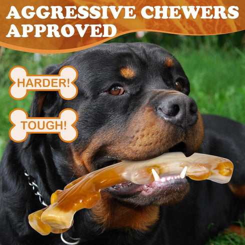 Apasiri Dog Toys, 3-Pack Indestructible Dog Chew Toys for Aggressive Chewers, Bacon Flavored Tough Dog Bones Chew Toys for Super Chewer, Tough Dog...