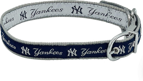 New York Yankees Reversible MLB Dog Collar, Medium. Premium Home & Away Two-Sided Pet Collar Adjustable with Metal Buckle. Your Favorite MLB Baseb...