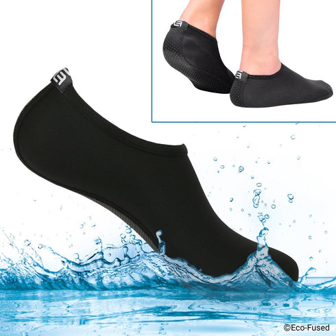 Eco-Fused Women's Water Socks or Shoes with Elastic, Quick Dry, Breathable Fabric and Non-Slip Rubber Sole...