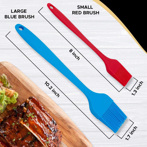 Silicone Pastry Brush - 2pcs Basting Brush for Cooking, Baking & BBQ - Easy to Clean Grill Brush - Heat Resistant Silicone Brush - Basting Brushes...