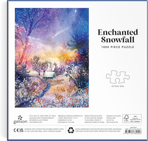 Galison Enchanted Snowfall – 1000 Piece Foil Jigsaw Puzzle Featuring A Beautiful Snowy Winter Landscape Under The Starry Sky...