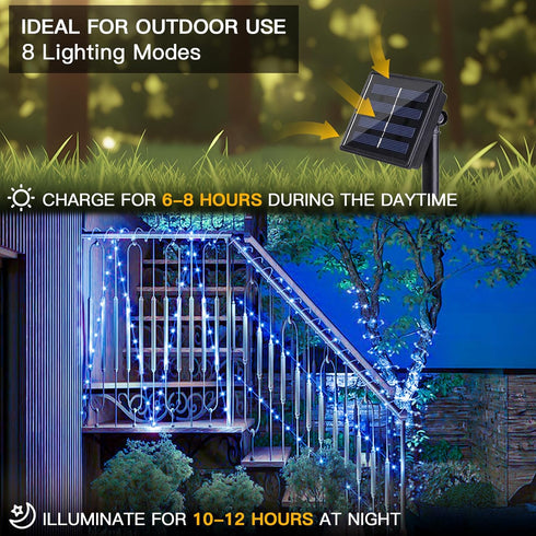 suddus 2 Pack 33ft Solar Fairy String Lights Small, 100 Led Blue Solar Fairy Lights Outdoor, Solar Christmas Lights Copper Wire for Trees Garden P...