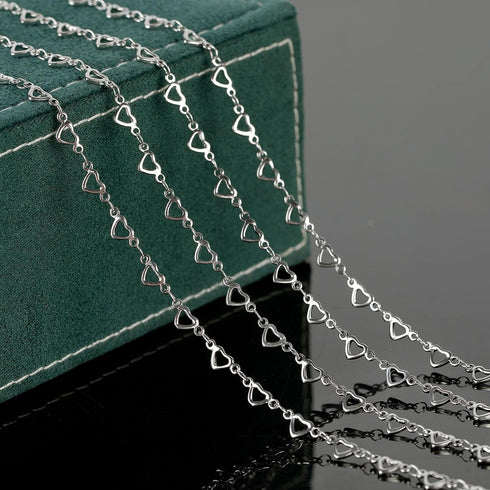 UMAOKANG 16.4 Feet Stainless Steel Jewelry Chain for Jewelry Making, Silver Heart Necklace Bracelet Chain Bulk Jewelry Supplies Findings...