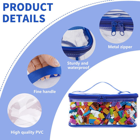 3 Packs Clear Toy Storage Bags- 9.4 x 6.7 x 4.3 Inch Transparent PVC Toy Organizing Bags with Zipper- Waterproof Toy Storage Organizer Pouch for B...