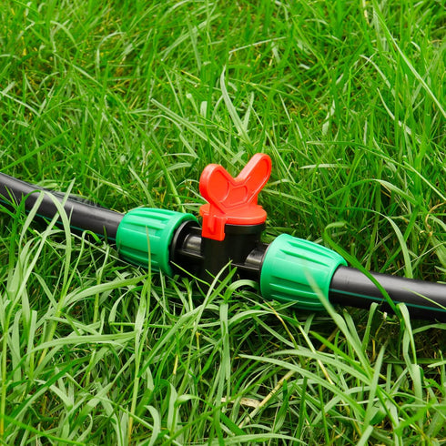 1/2 Inch Drip Irrigation Valve, 10 Pcs 1/2" In-Line Barbed Locked Switch Valves For 1/2 Inch Drip Tubing (0.60"-0.63" OD), 1/2 in. Shut Off On Val...
