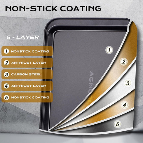 Baking Sheets, Small Cookie Trays, Nonstick Carbon Steel Baking Pan, Bakeware Set, 2-Pack, 9.45 X 7.09 Inch (Inner 7.5x6)...