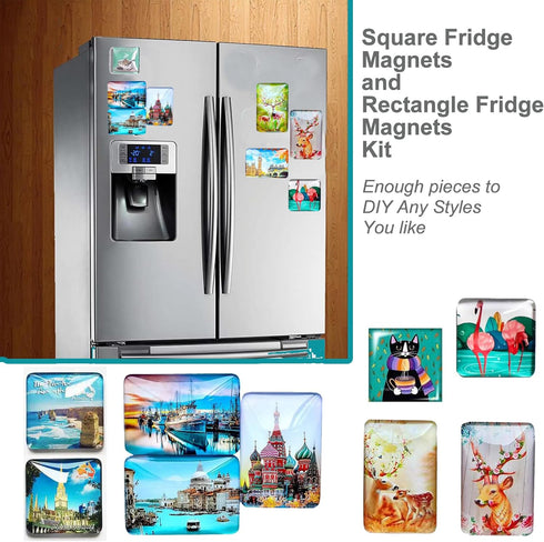 80pcs Square Rectangle Craft Fridge Magnets Glass, Rectangle Transparent Clear Cabochons Glass Magnets for DIY Office Whiteboard Magnets Pendants...