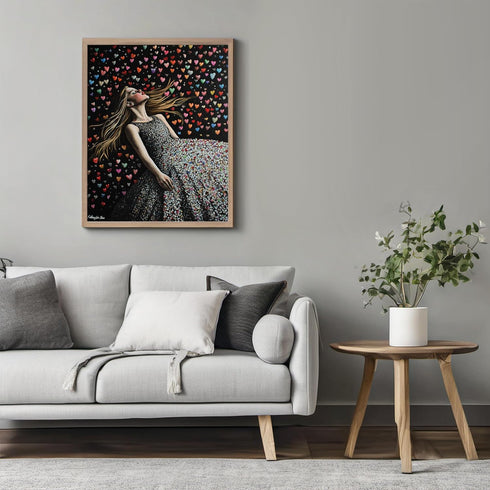 Posterizer 1 pcs-woman and cute colorful hearts-Valentine's day art -1-Romantic Art-Holiday Poster Collection-Gift for Couples boyfriend girlfrien...