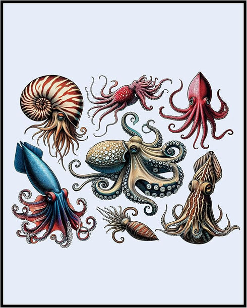 Posterizer 1 pcs-Cephalopods Octopus Species Ocean-Science Art-Teachers & Classrooms-Gift for Sea Lovers-School and classroom art- unframed wall a...