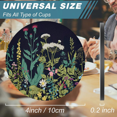 Nipichsha Coasters for Drinks, Set of 6 Absorbent Rubber Drink Coasters with Non-Slip Backing, Cute Drink Coasters for Cup Kitchen Home Decor Hous...