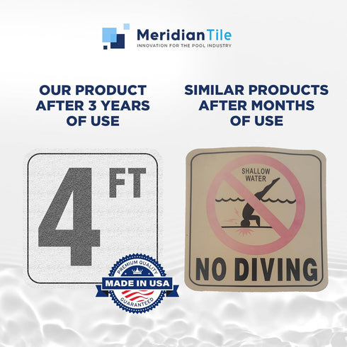 Aquatic Custom Tile, 4FT Pool Depth Markers, 6x6 Inches Vinyl Pool Stickers, Swimming Pool Number Markers, Pool Safety Signage, Adhesive Pool Dept...