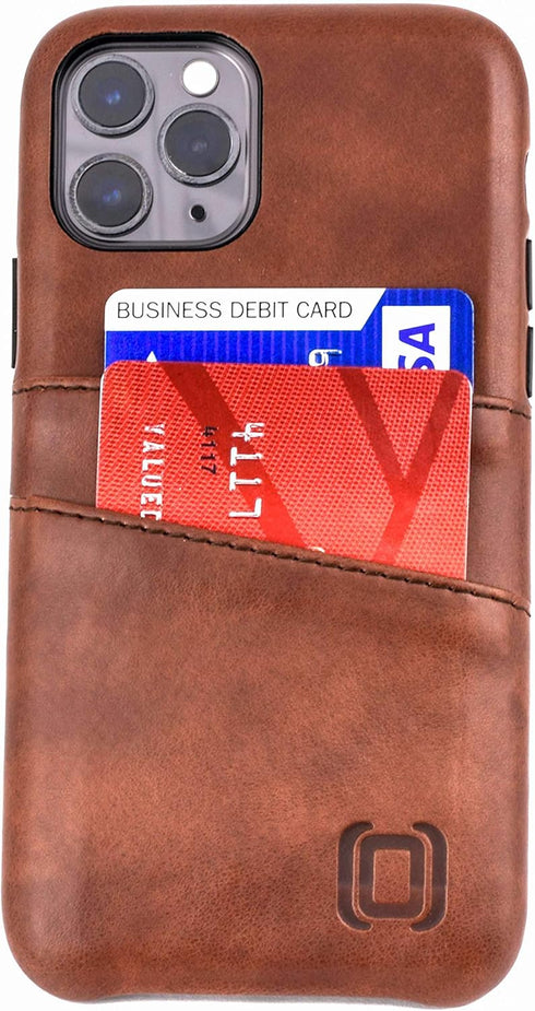 Dockem Wallet Case for iPhone 11 Pro: Built-in Metal Plate for Magnetic Mounting & 2 Credit Card Holder Slots (5.8" Exec M2, Synthetic Leather, Br...