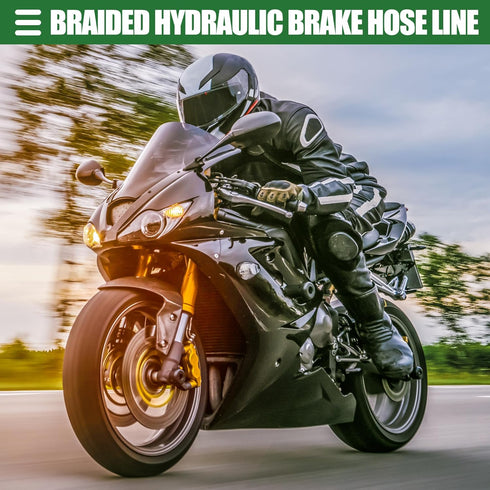 Motoforti Universal Brake Hose Motorcycle ATV Dirt Bike Motocross Braided Hydraulic Brake Line Oil Hose Pipeline, 40cm, Durable, Metal, Black Silv...