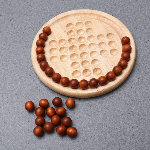 TOYANDONA Wooden peg Solitaire Game Solitaire Board Game Wood Marbles Chess Wooden Board Strategy Chess for Students Adults Wood Solitaire Toy Chi...