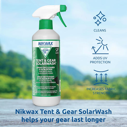Nikwax Tent & Gear SolarWash, Cleaning, Waterproofing and UV Protector, Cleaner, Maintenance, Restores DWR Water Repellency on Outdoor Gear, Rain ...